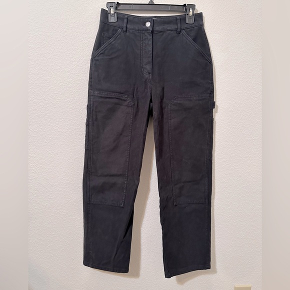 ARITZIA WILFRED FREE Black Modern Utility Pants Jeans Straight Leg EUC - Picture 2 of 7